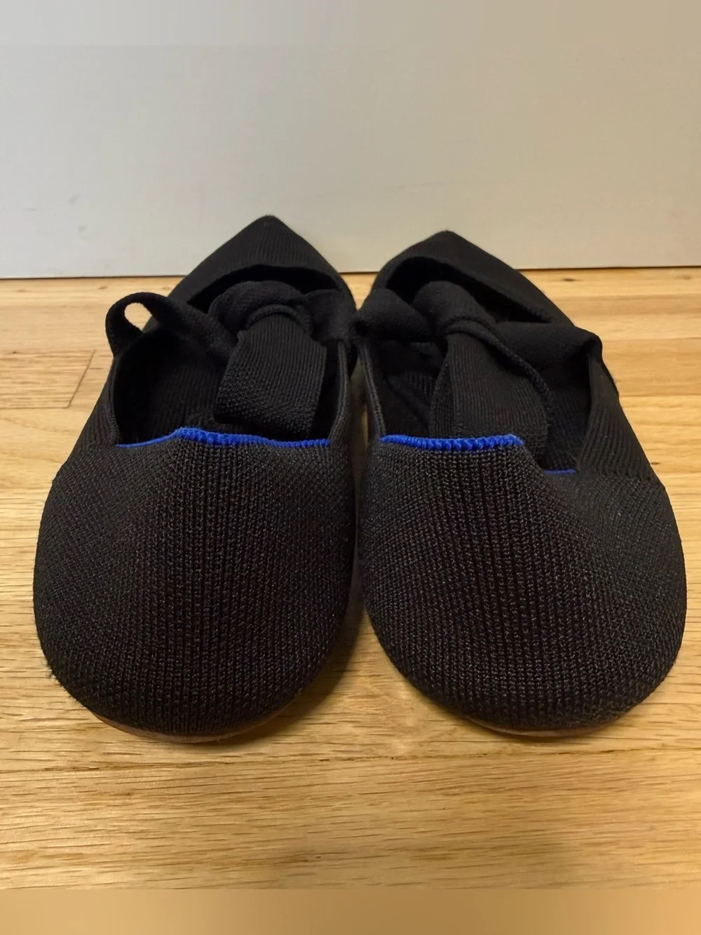 Rothy’s Pointed Toe Mary Jane Bow Tie Flat In Black Sz US W8.5